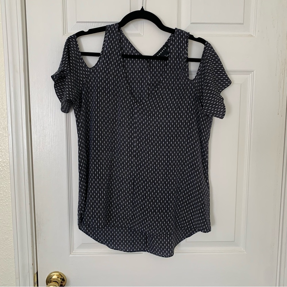 Trouve Silk Blue Shoulderless Blouse M